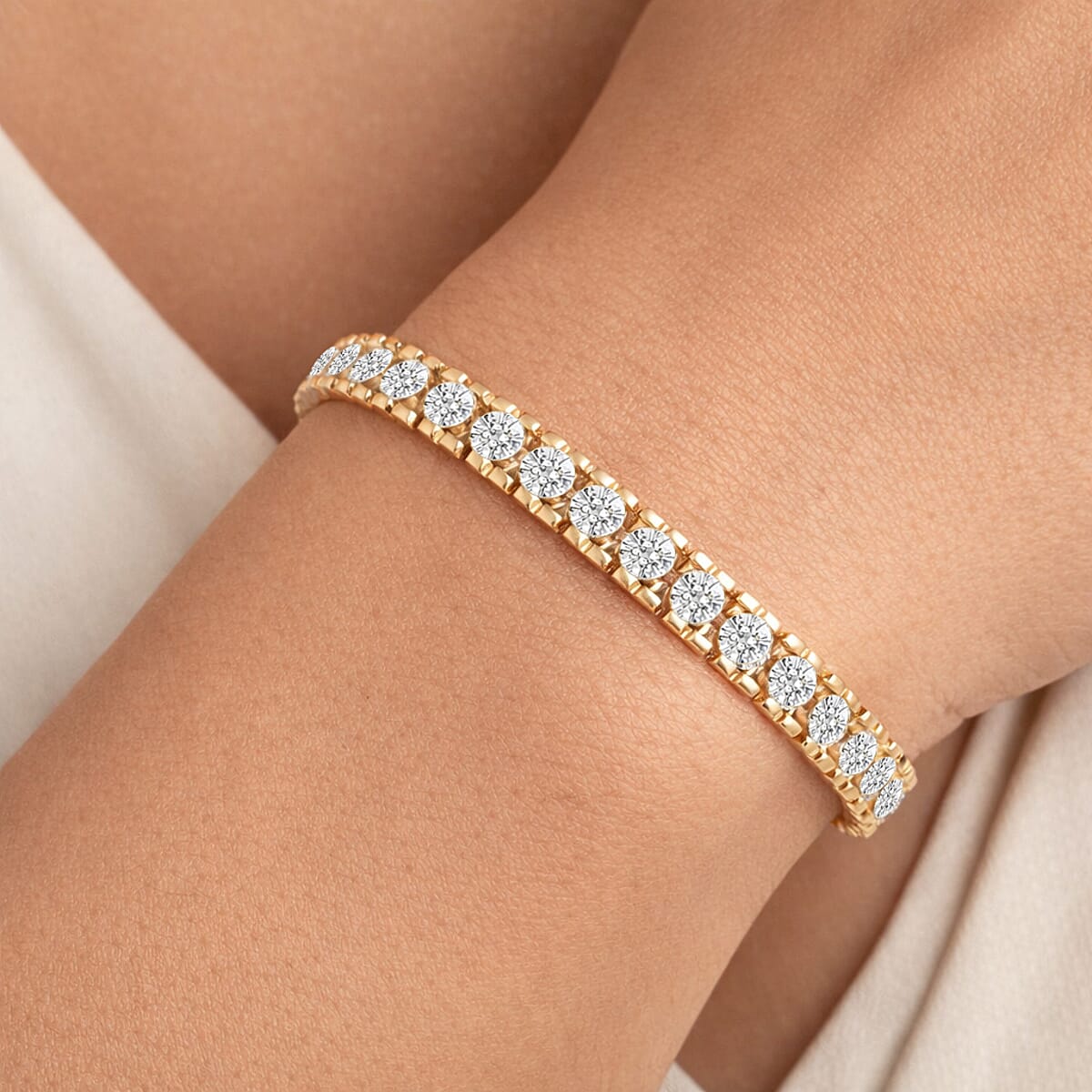 Diamond 0.50 ctw Bracelet in 14K YG Over and Sterling Silver (7.00 In) image number 2