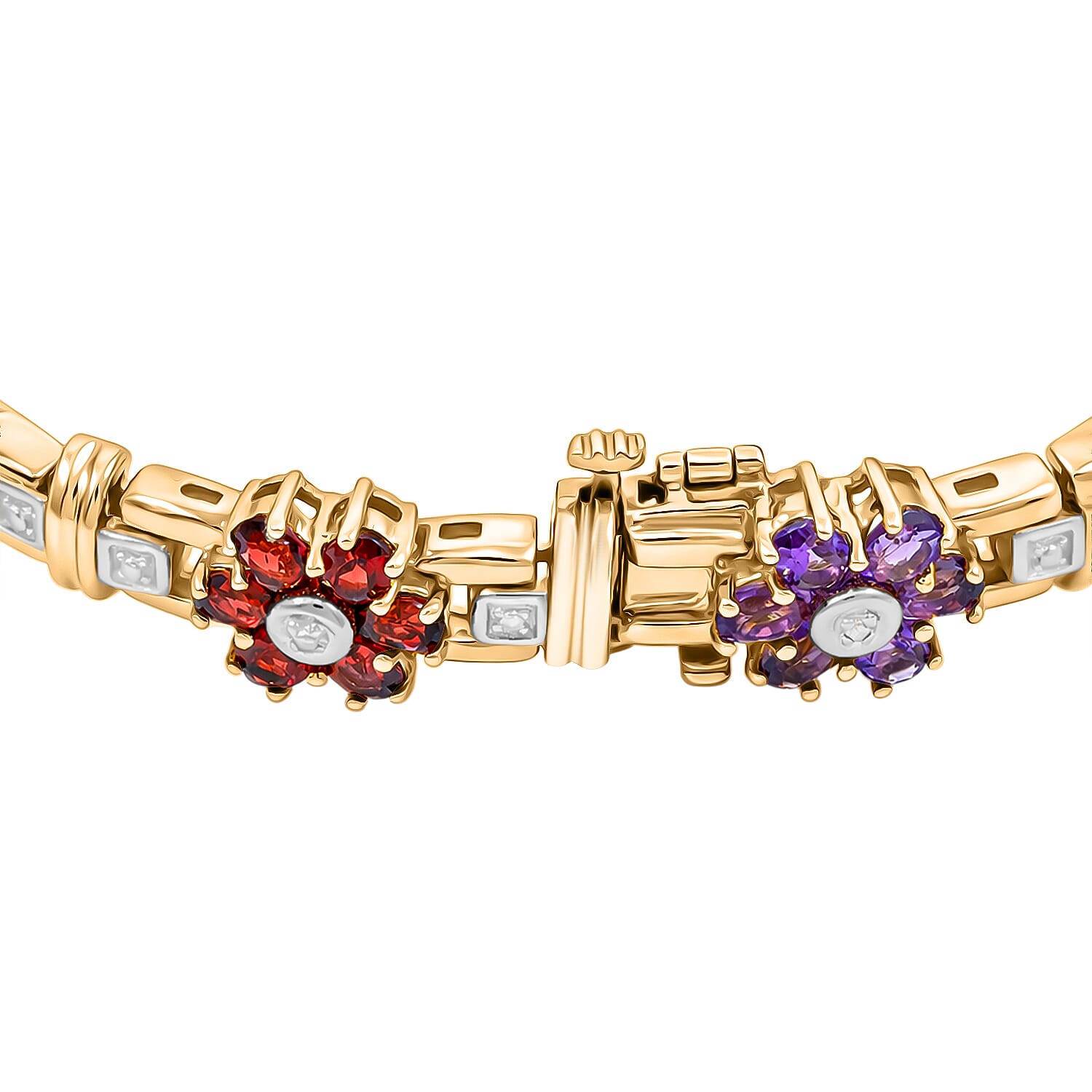Multi Gemstones, Diamond Bracelet in 14K YG Over and Sterling Silver (7.00 In) 8.01 ctw