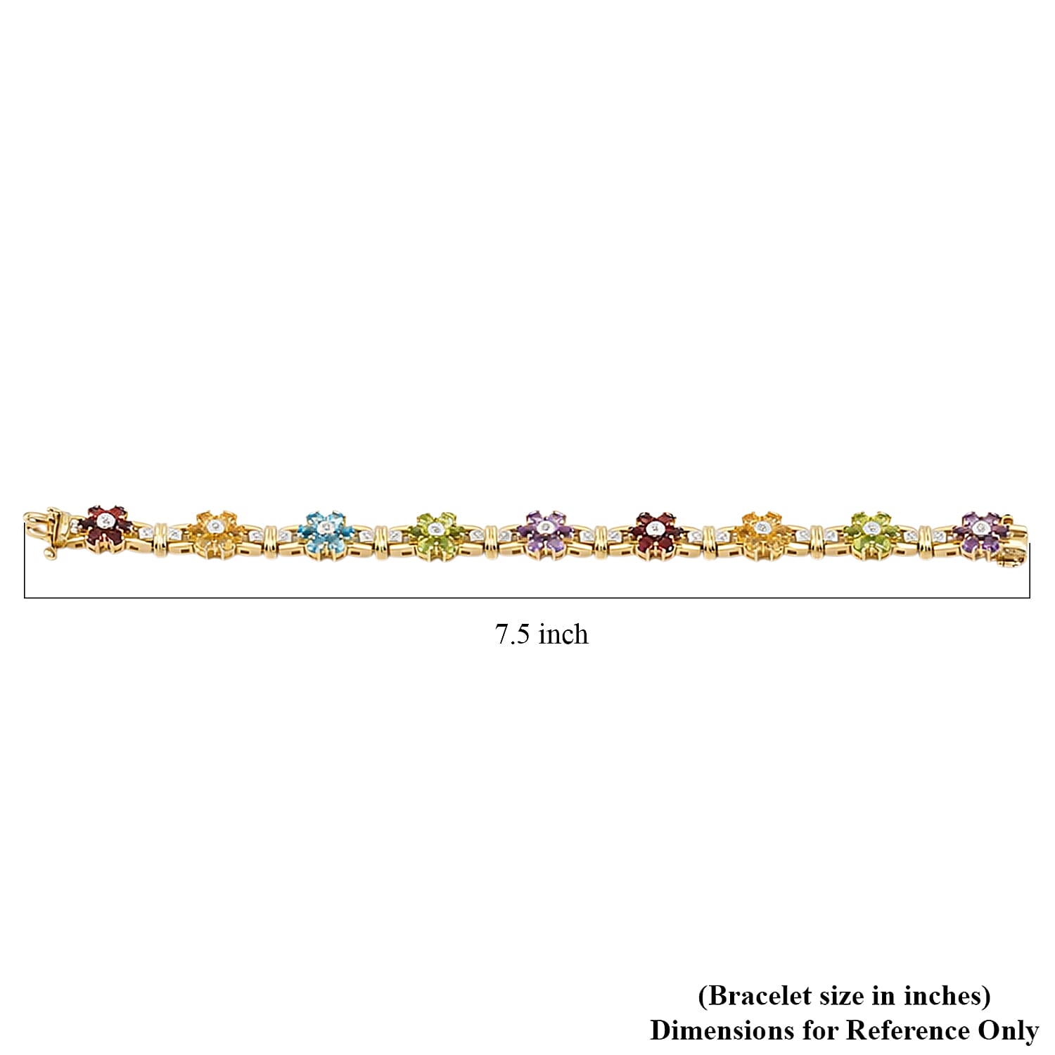 Multi Gemstones, Diamond Bracelet in 14K YG Over and Sterling Silver (7.00 In) 8.01 ctw