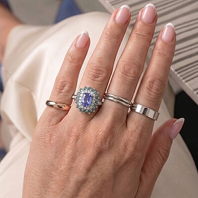 D'Joy Tanzanite and Multi Gemstone 1.90 ctw Sunburst Ring in Sterling Silver (Size 7.0) 