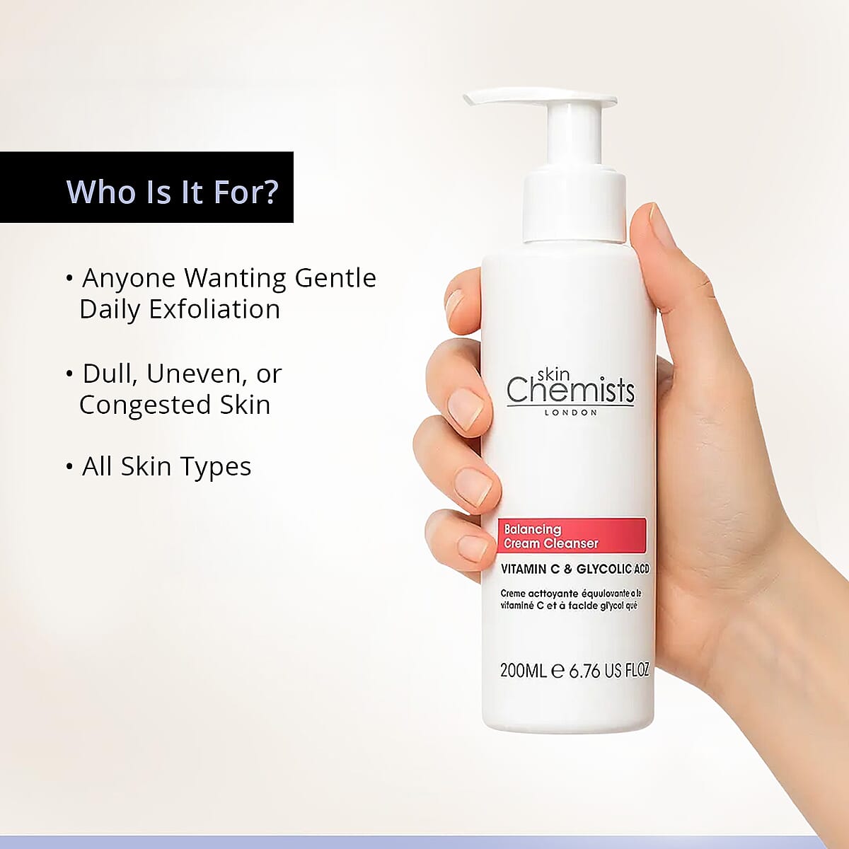 SkinChemists Set of 2 Balancing Vitamin C & Glycolic Acid Cream Cleanser (6.76 x2) image number 2