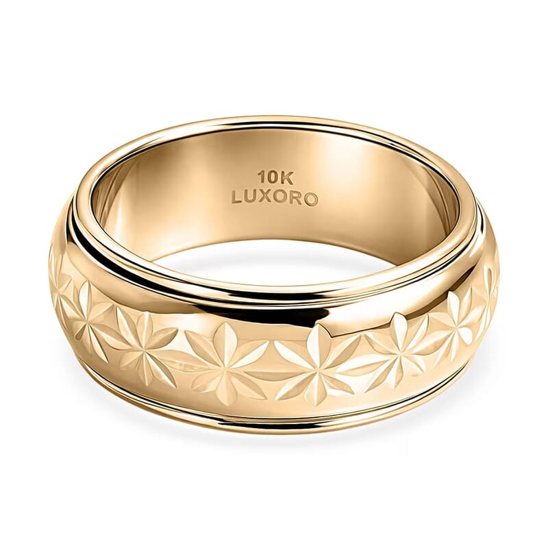 Luxoro Floral Spinner Band Ring in 10K Yellow Gold (Size 6.0) 2.55 Grams