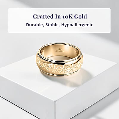 Luxoro Floral Spinner Band Ring in 10K Yellow Gold (Size 7.0) 2.55 Grams