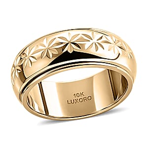 Luxoro Floral Spinner Band Ring in 10K Yellow Gold (Size 8.0) 2.55 Grams