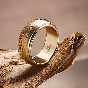 Luxoro Floral Spinner Band Ring in 10K Yellow Gold (Size 8.0) 2.55 Grams