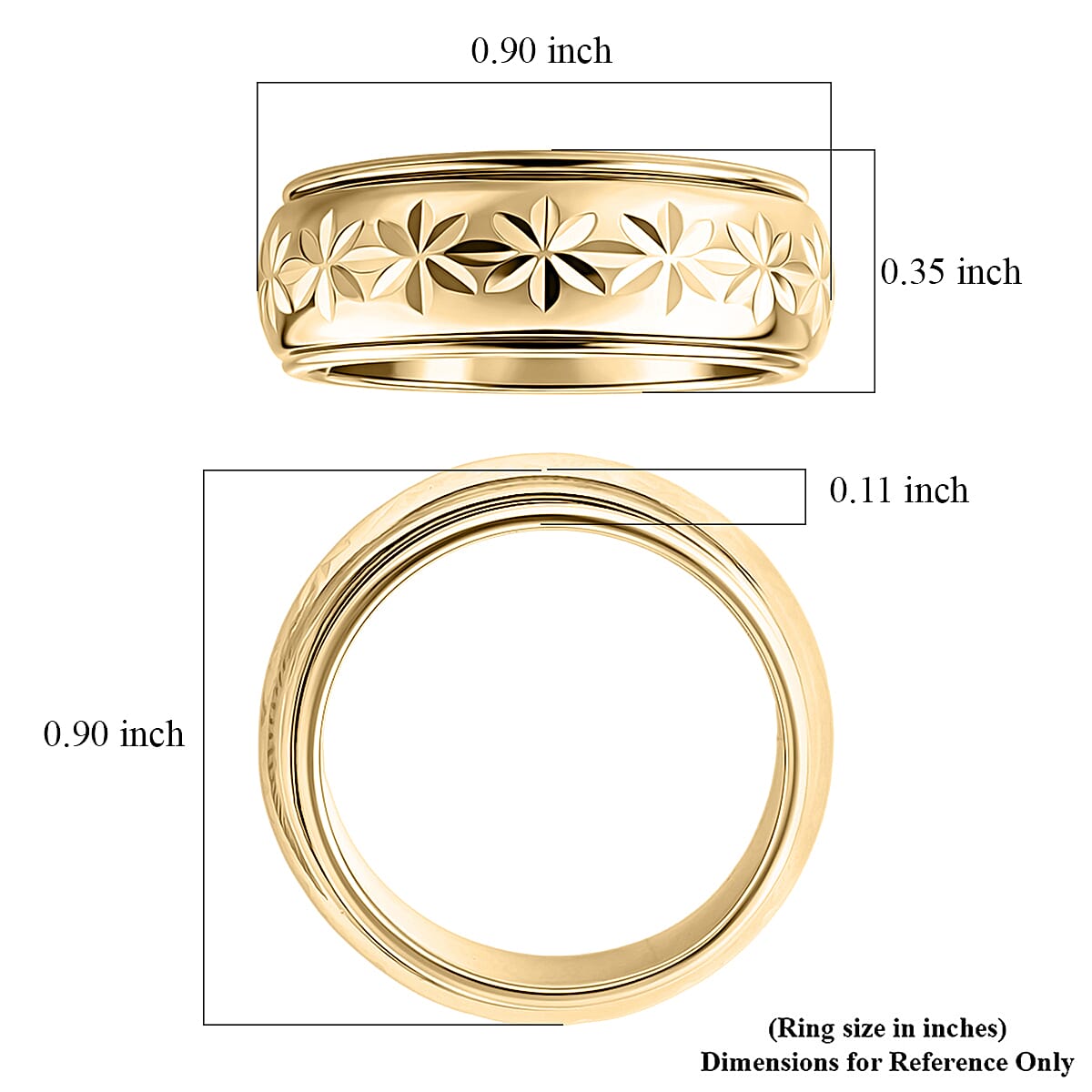Luxoro Floral Spinner Band Ring in 10K Yellow Gold (Size 8.0) 2.55 Grams image number 4