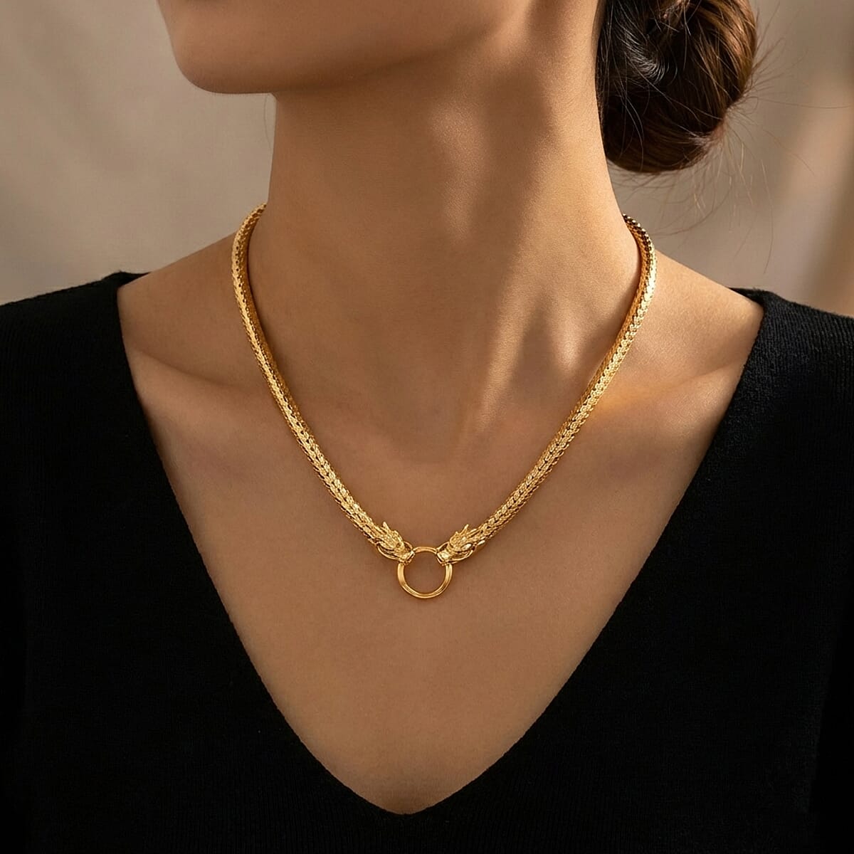 Luxoro Dragon Necklace in 10K Yellow Gold 23.40 Grams (18 Inches) image number 2