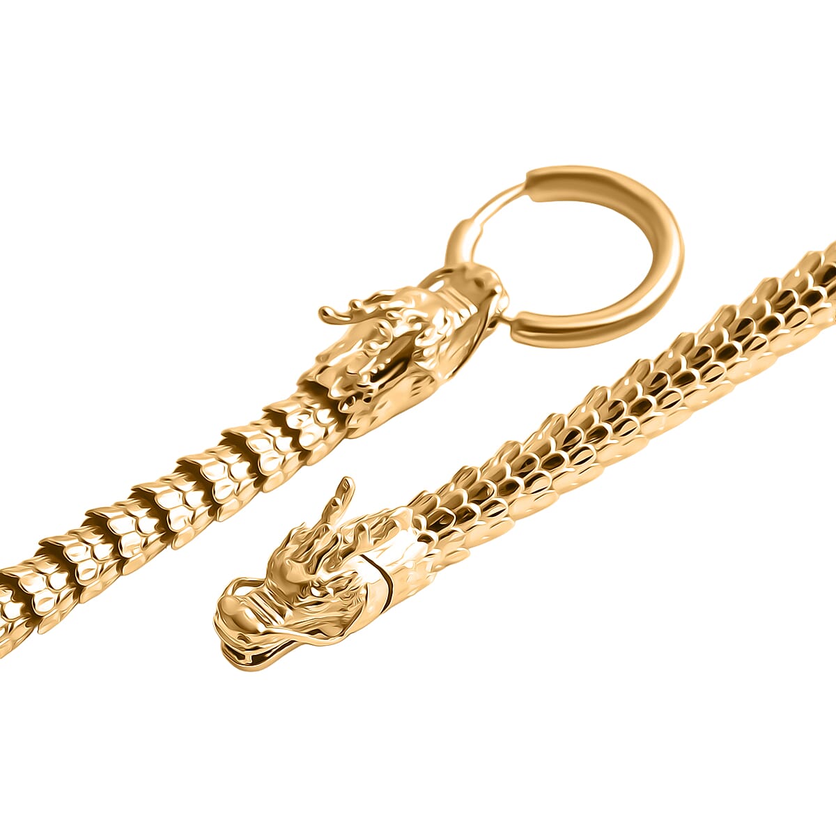 Luxoro Dragon Necklace in 10K Yellow Gold 23.40 Grams (18 Inches) image number 4