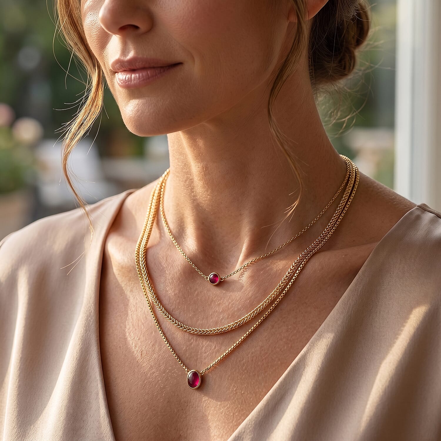 Triple Spiga Chain Necklace in 18K Yellow Gold 2.30 Grams 20 Inches