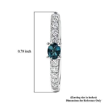 D'Joy Monte Belo Indicolite and Moissanite 0.90 ctw Starlit Arc in Night Sky Earrings in Rhodium Over Sterling Silver