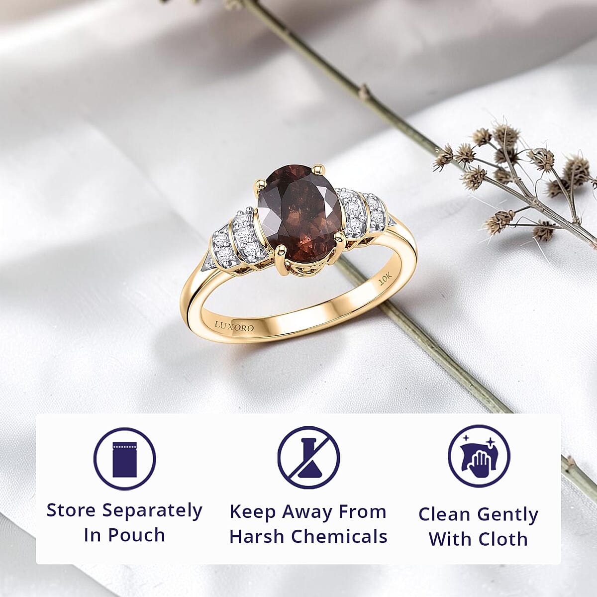 Luxoro AAA Madagascar Color Change Garnet and Diamond I2 2.50 ctw Regal Ring in 10K Yellow Gold (Size  9.5) image number 4