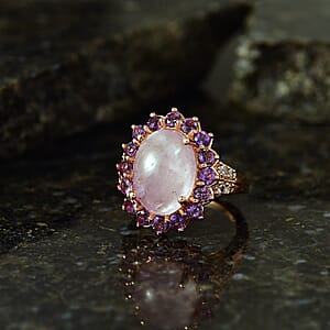 EverTrue Kunzite, Multi Gemstone Ring in 18K RG Plated (Size 10.0) 8.90 ctw