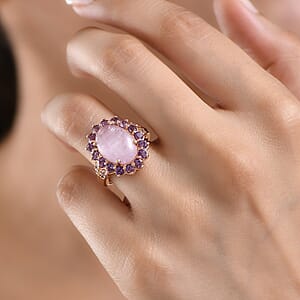 EverTrue Kunzite, Multi Gemstone Ring in 18K RG Plated (Size 10.0) 8.90 ctw