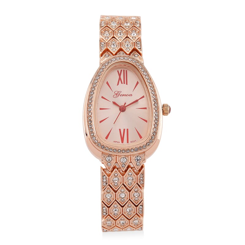 Genoa Austrian Crystal Japan Movement Watch in Rosetone