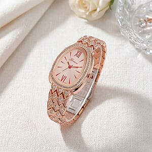 Genoa Austrian Crystal Japan Movement Watch in Rosetone