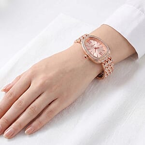 Genoa Austrian Crystal Japan Movement Watch in Rosetone