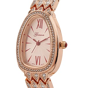 Genoa Austrian Crystal Japan Movement Watch in Rosetone
