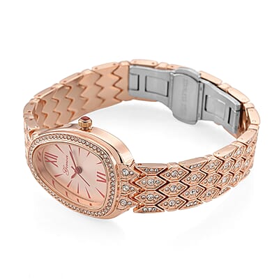 Genoa Austrian Crystal Japan Movement Watch in Rosetone