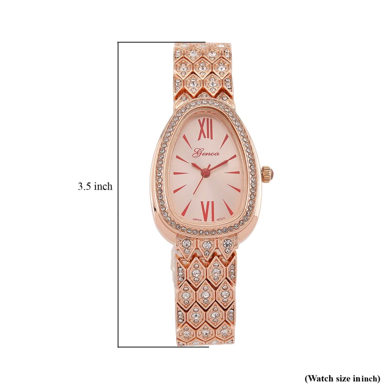 Genoa Austrian Crystal Japan Movement Watch in Rosetone