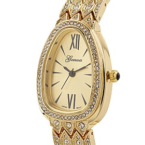 Genoa Austrian Crystal Japan Movement Watch in Goldtone