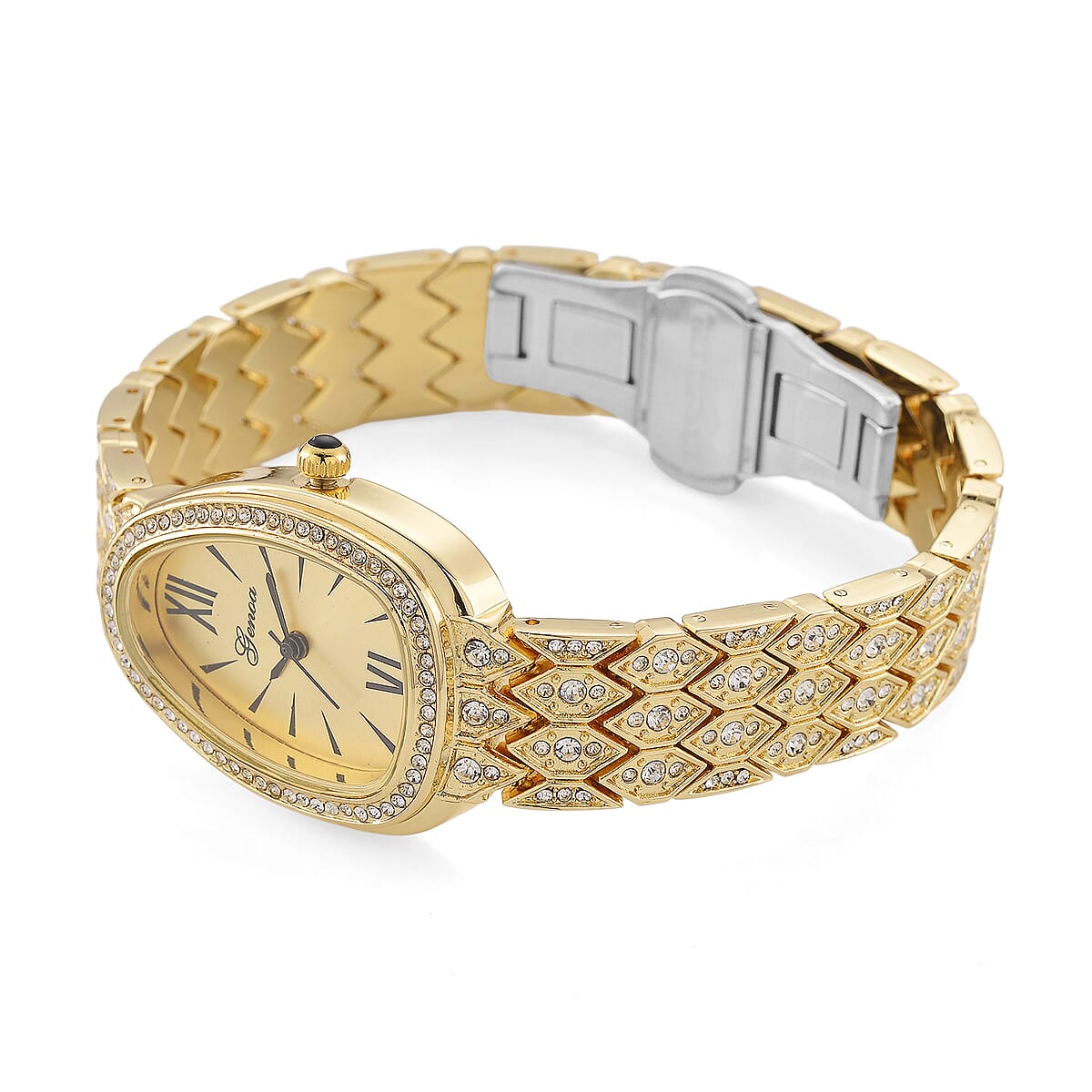 Genoa Austrian Crystal Japan Movement Watch in Goldtone image number 5