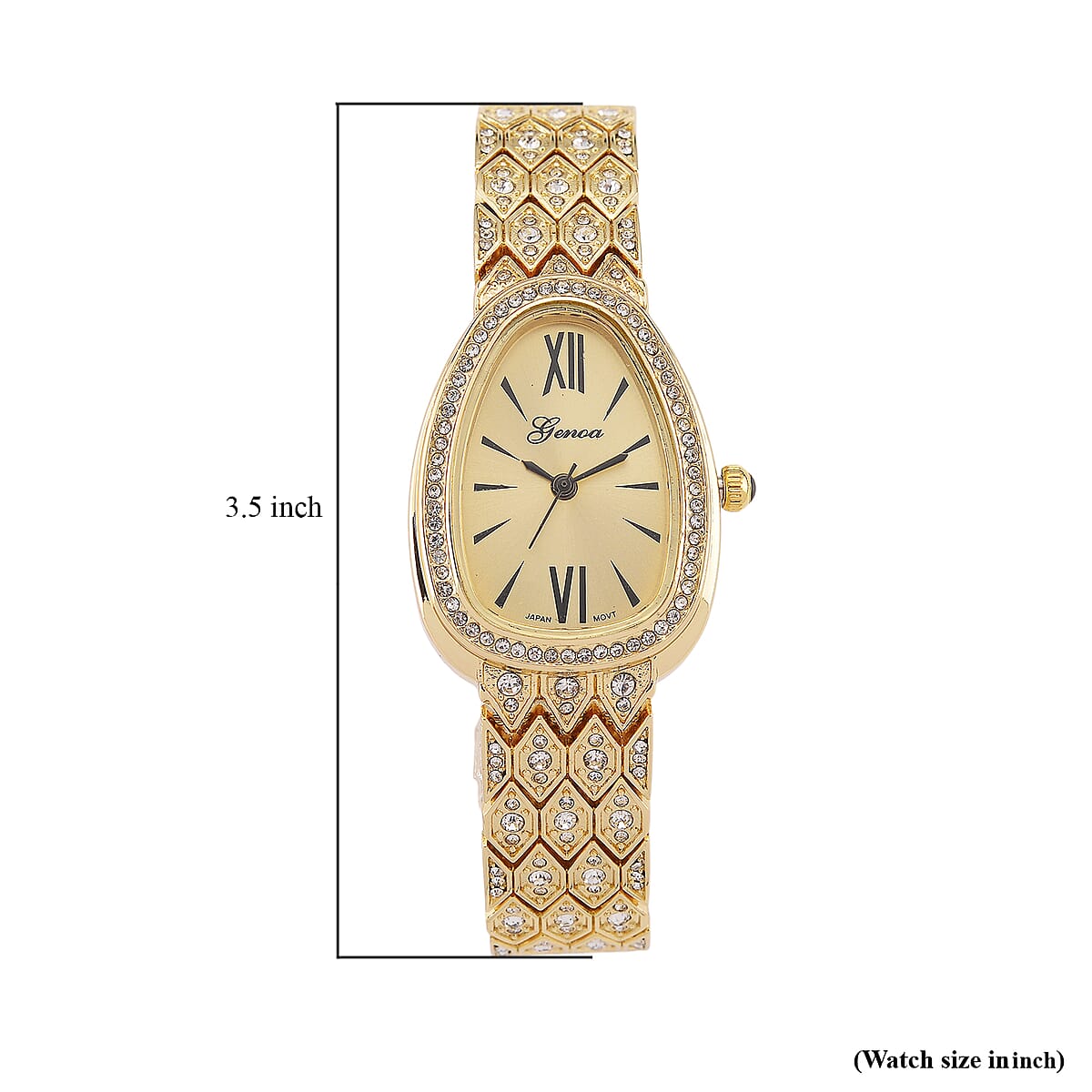 Genoa Austrian Crystal Japan Movement Watch in Goldtone image number 7