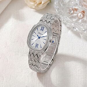 Genoa Austrian Crystal Japan Movement Watch in Silvertone