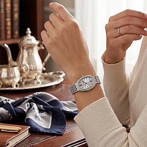 Genoa Austrian Crystal Japan Movement Watch in Silvertone