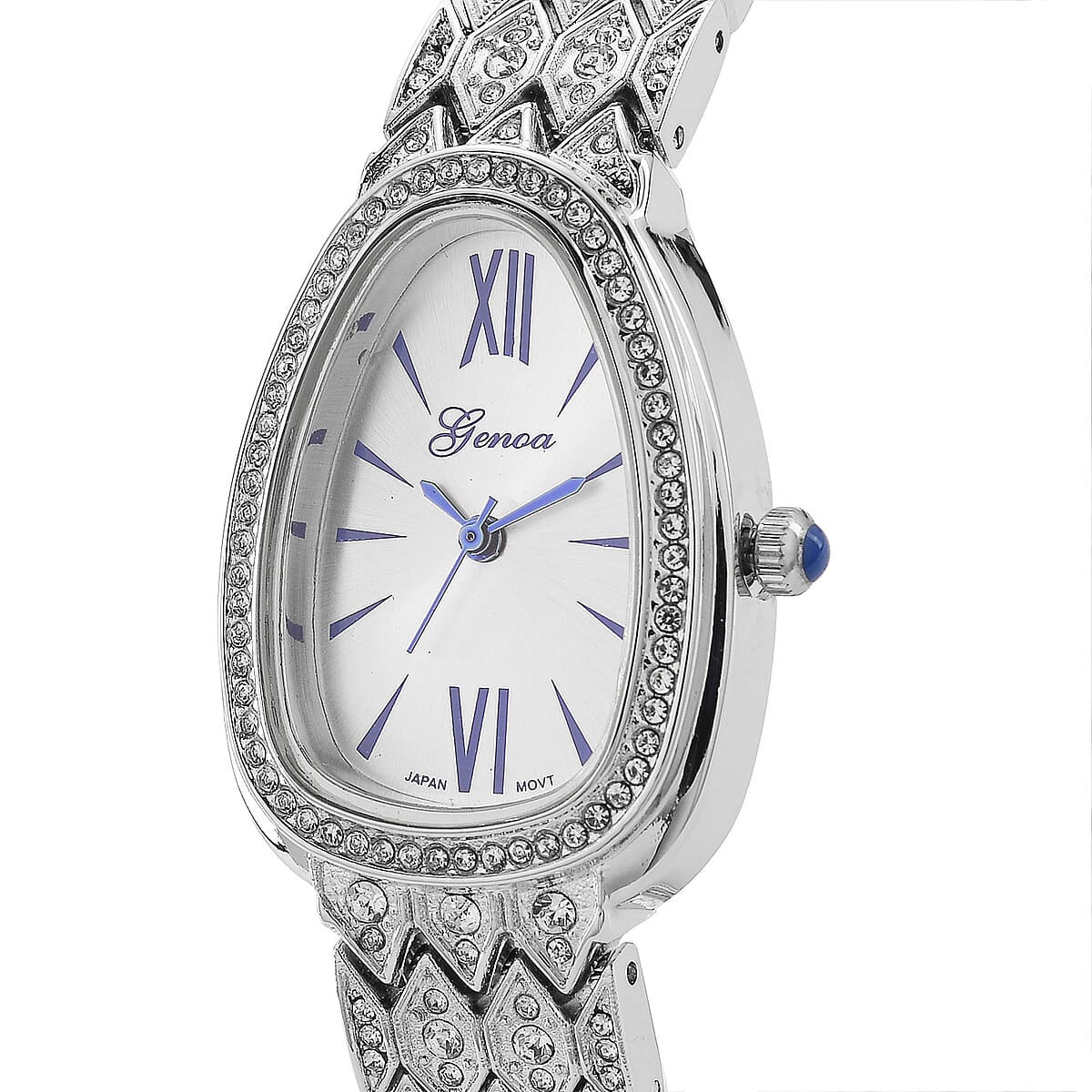 Genoa Austrian Crystal Japan Movement Watch in Silvertone image number 3