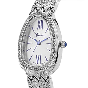 Genoa Austrian Crystal Japan Movement Watch in Silvertone