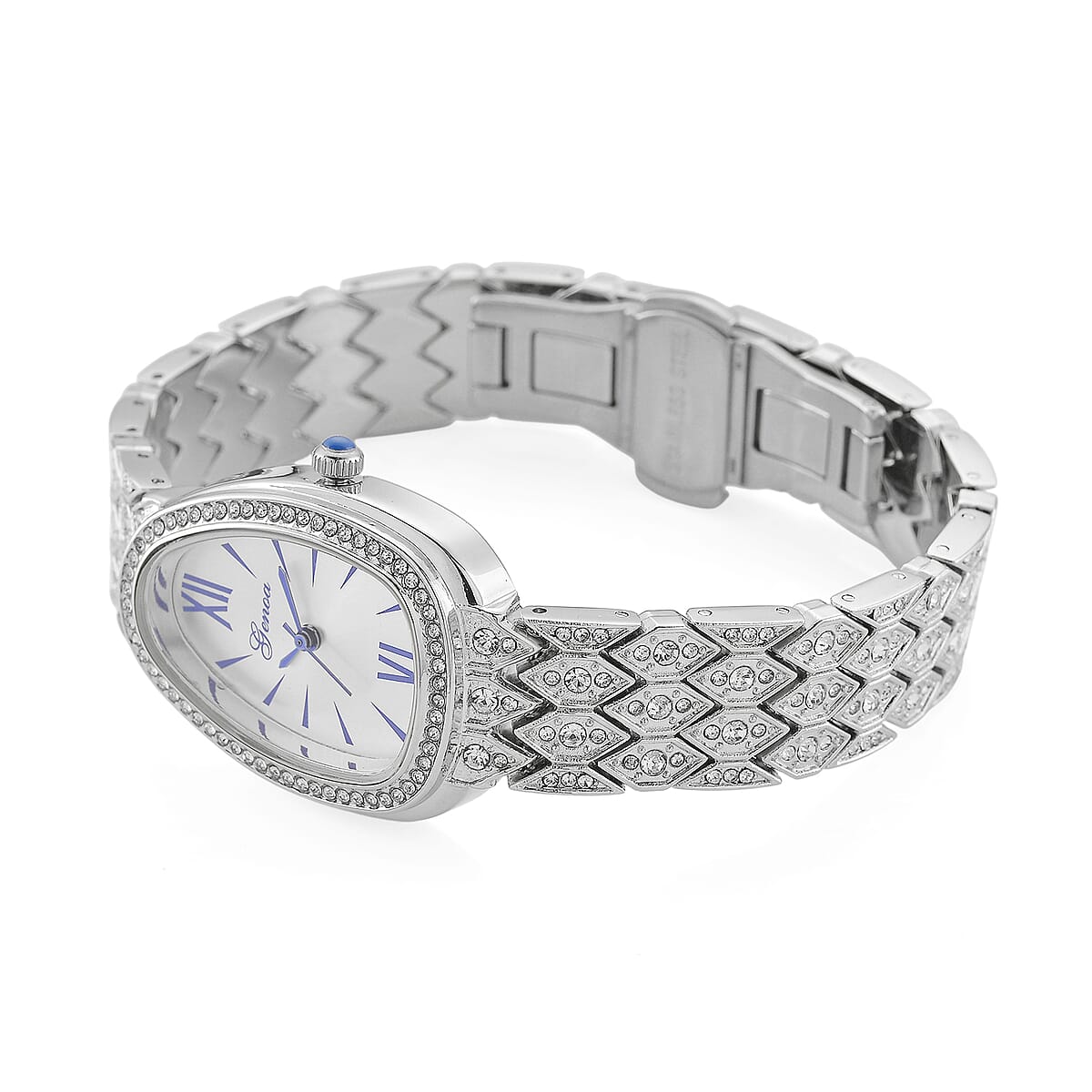 Genoa Austrian Crystal Japan Movement Watch in Silvertone image number 5