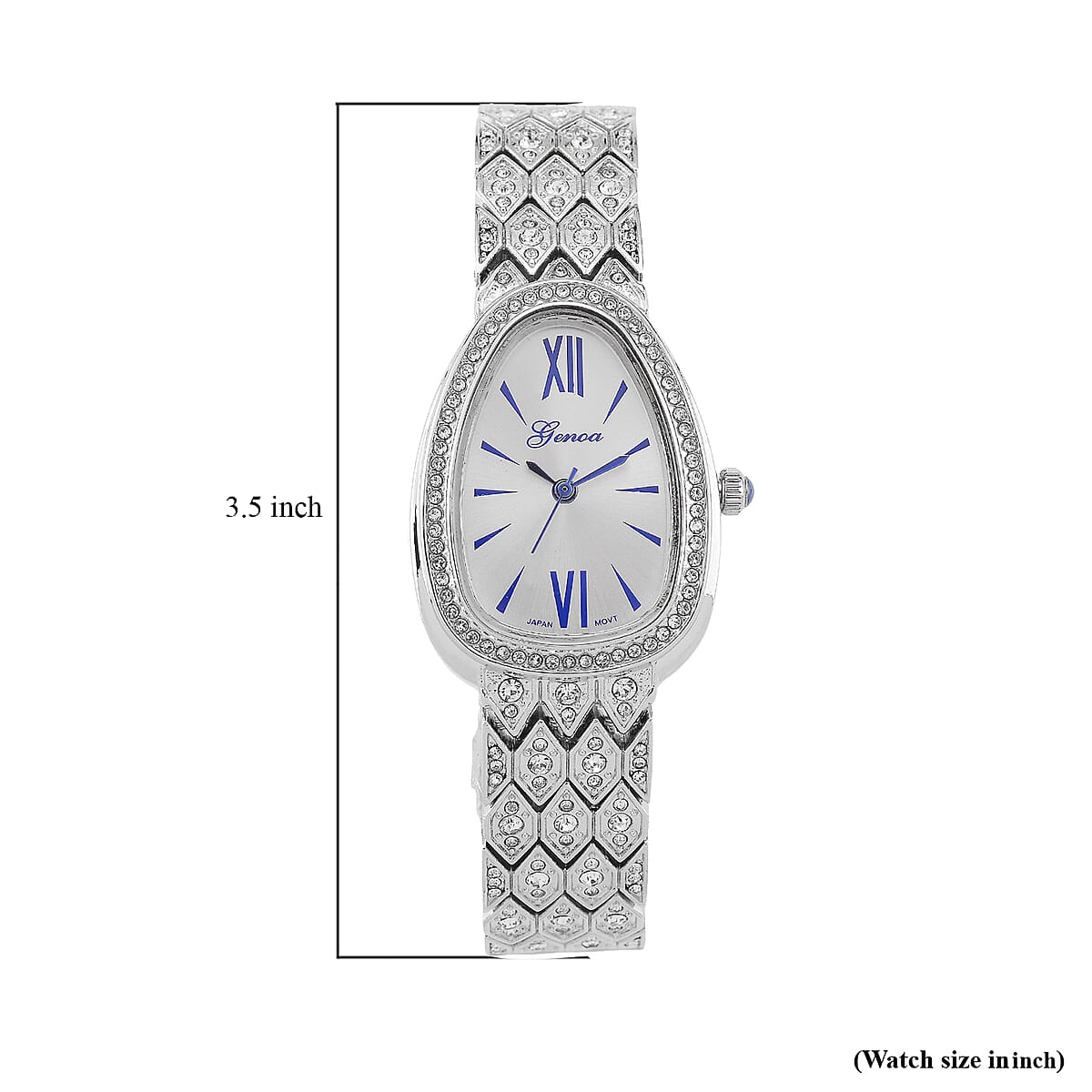Genoa Austrian Crystal Japan Movement Watch in Silvertone image number 7
