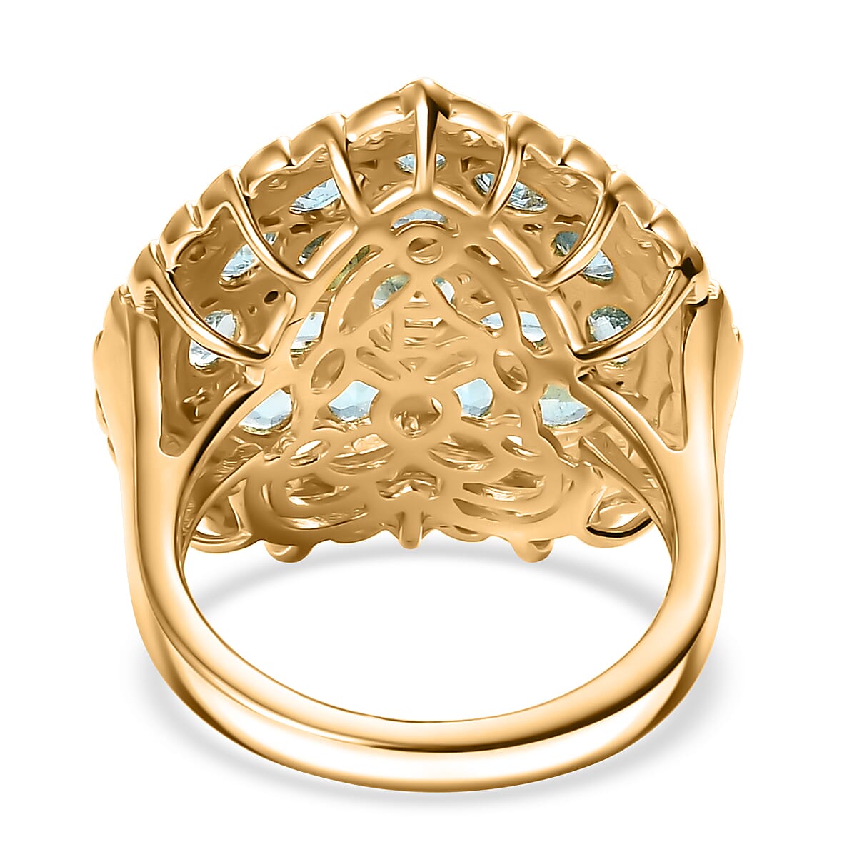 EverTrue Betroka Blue Apatite and White Zircon 3.65 ctw Heart of Aqualis Ring in 18K YG Plated (Size 9.0) image number 4