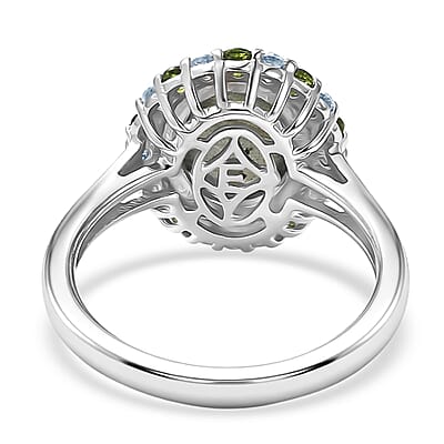 EverTrue Malagasy Labradorite and Multi Gemstone 3.60 ctw Moonlit Bloom Spark Ring in Platinum Bond (Size 10.0)