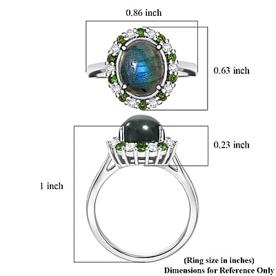 EverTrue Malagasy Labradorite and Multi Gemstone 3.60 ctw Moonlit Bloom Spark Ring in Platinum Bond (Size 10.0)