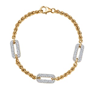 Luxuriant Lab Grown Diamond G-H SI 1.00 ctw Bracelet in 18K Vermeil Yellow Gold Over Sterling Silver (7.25 In)