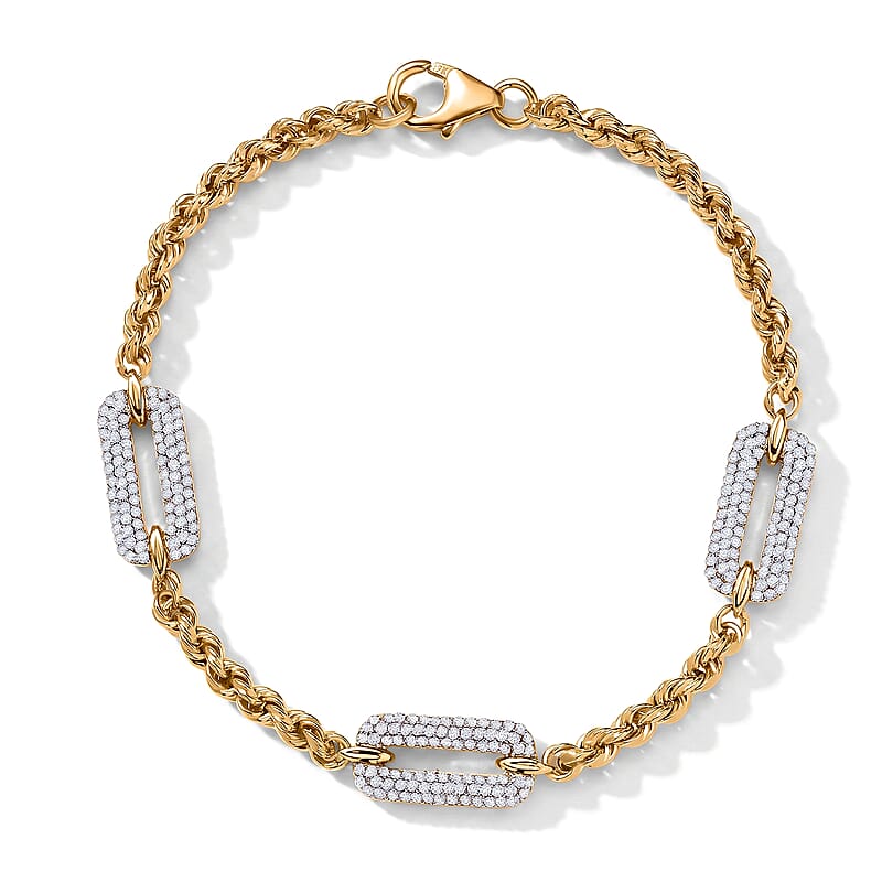 Luxuriant Lab Grown Diamond G-H SI 1.00 ctw Infinity Rope Bracelet in 18K Vermeil Yellow Gold Over Sterling Silver (7.25 In)