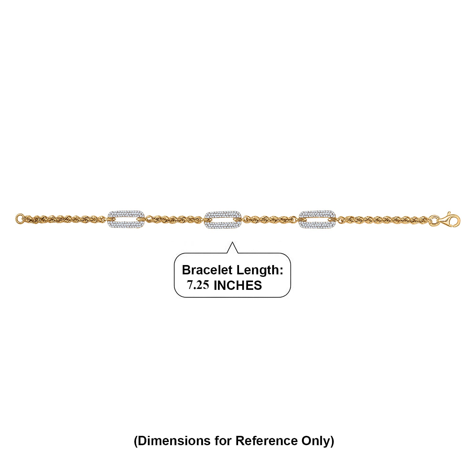 Luxuriant Lab Grown Diamond G-H SI 1.00 ctw Infinity Rope Bracelet in 18K Vermeil Yellow Gold Over Sterling Silver (7.25 In)