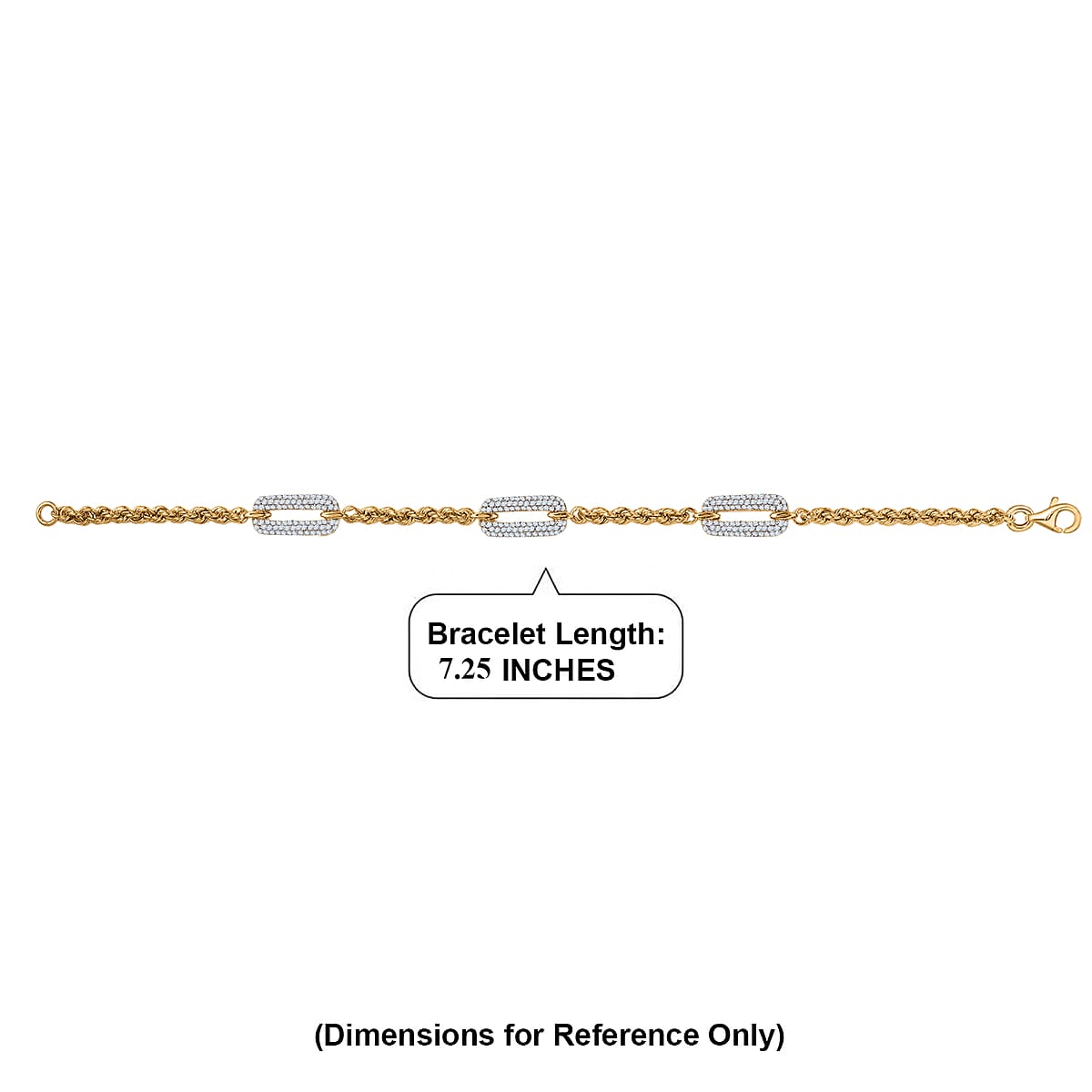 Luxuriant Lab Grown Diamond G-H SI 1.00 ctw Bracelet in 18K Vermeil Yellow Gold Over Sterling Silver (7.25 In) image number 4