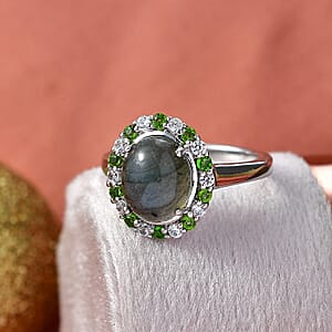 EverTrue Malagasy Labradorite and Multi Gemstone 3.60 ctw Ring in Platinum Bond (Size 9.0)