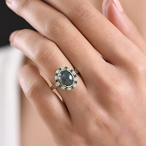 EverTrue Malagasy Labradorite and Multi Gemstone 3.60 ctw Ring in Platinum Bond (Size 9.0)
