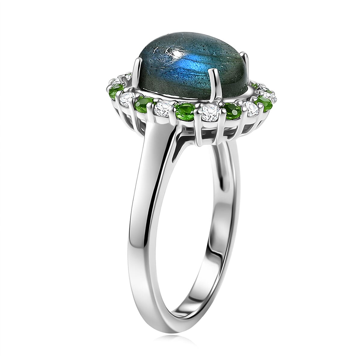 EverTrue Malagasy Labradorite and Multi Gemstone 3.60 ctw Ring in Platinum Bond (Size 9.0) image number 3