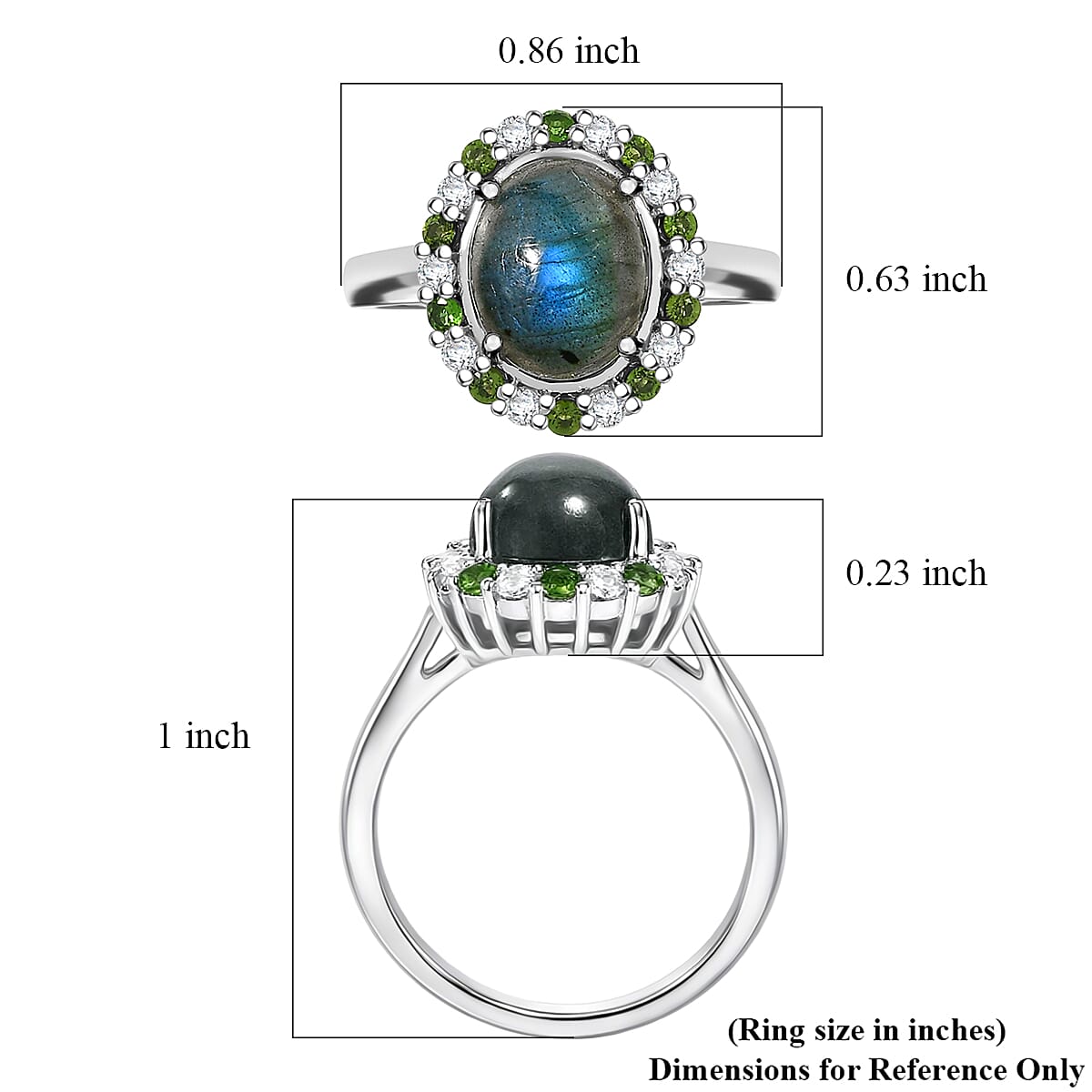 EverTrue Malagasy Labradorite and Multi Gemstone 3.60 ctw Ring in Platinum Bond (Size 9.0) image number 5