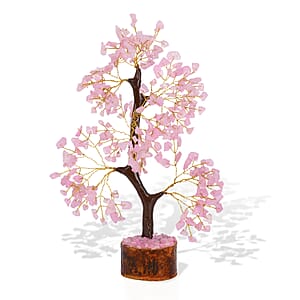 Ankur Treasure Chest Livmore Pink Rose Quartz Gemstone Tree (9 Inch)