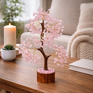 Ankur Treasure Chest Livmore Pink Rose Quartz Gemstone Tree (9 Inch)