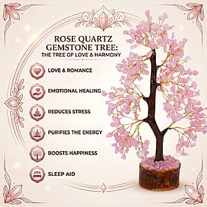 Ankur Treasure Chest Livmore Pink Rose Quartz Gemstone Tree (9 Inch)