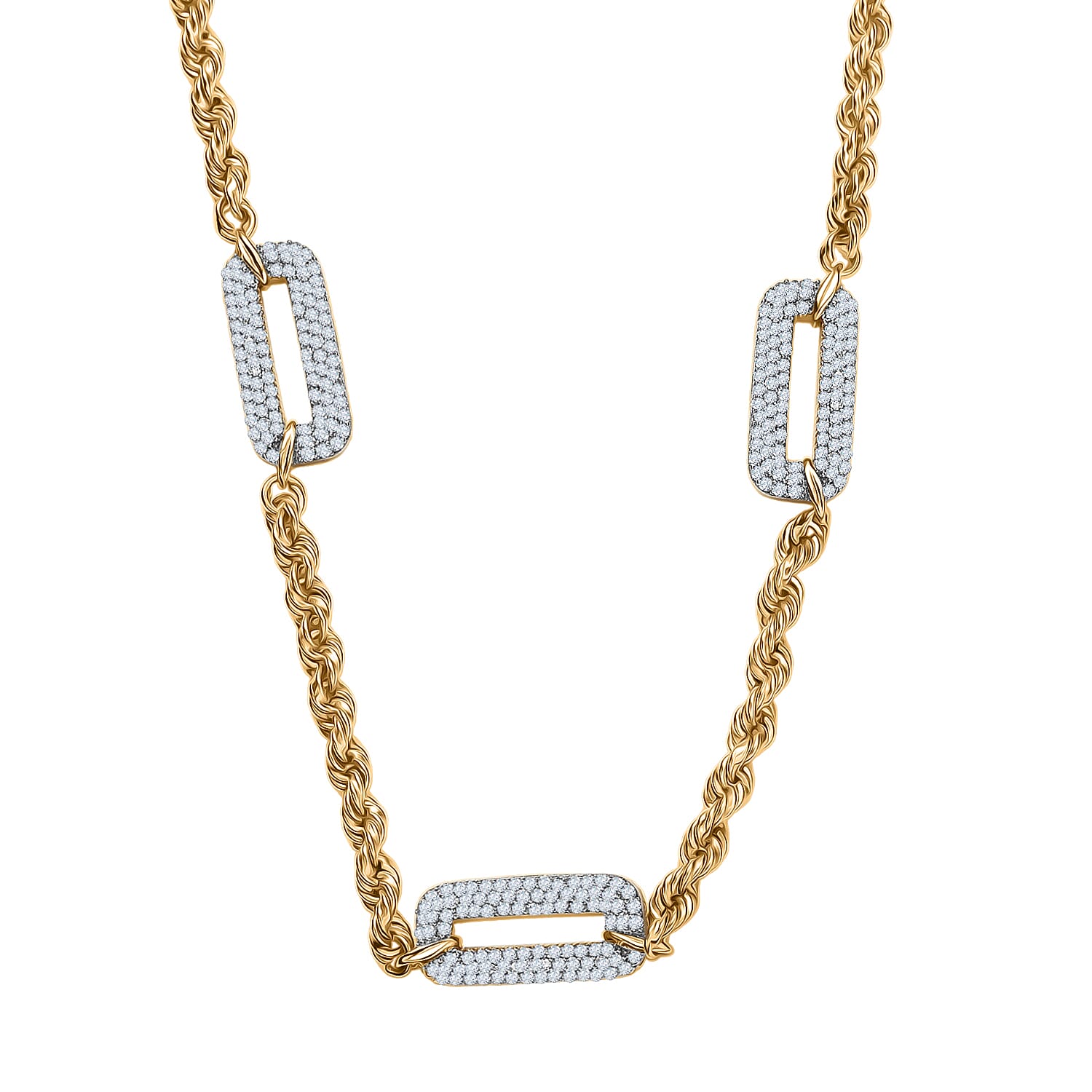 Luxuriant Lab Grown Diamond G-H SI 2.00 ctw Infinity Rope Necklace in 18K Vermeil Yellow Gold Over Sterling Silver 18-20 Inches