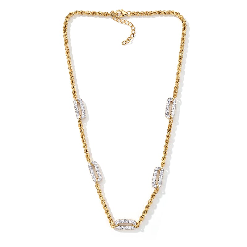 Luxuriant Lab Grown Diamond G-H SI 2.00 ctw Infinity Rope Necklace in 18K Vermeil Yellow Gold Over Sterling Silver 18-20 Inches