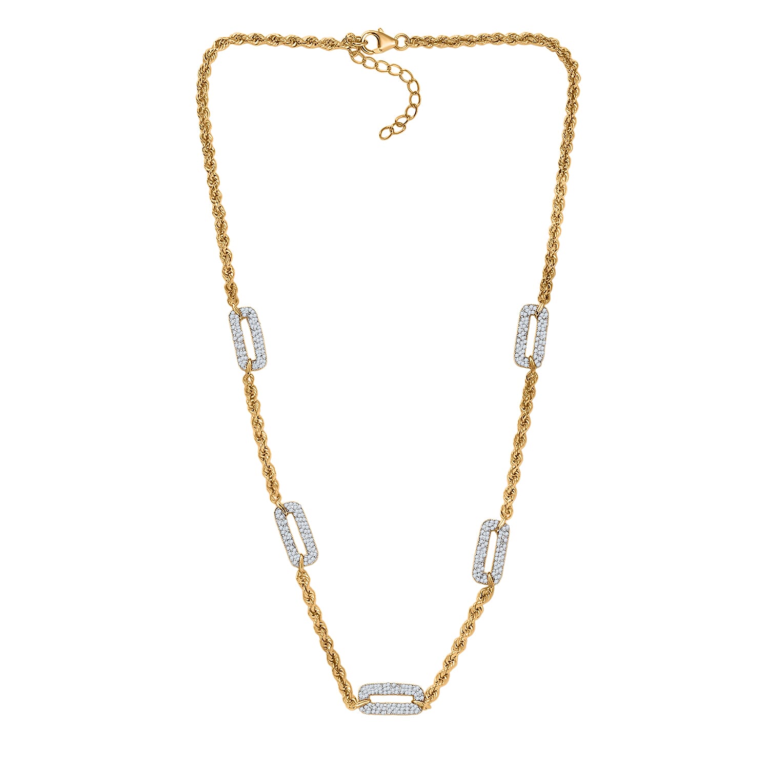 Luxuriant Lab Grown Diamond G-H SI 2.00 ctw Infinity Rope Necklace in 18K Vermeil Yellow Gold Over Sterling Silver 18-20 Inches