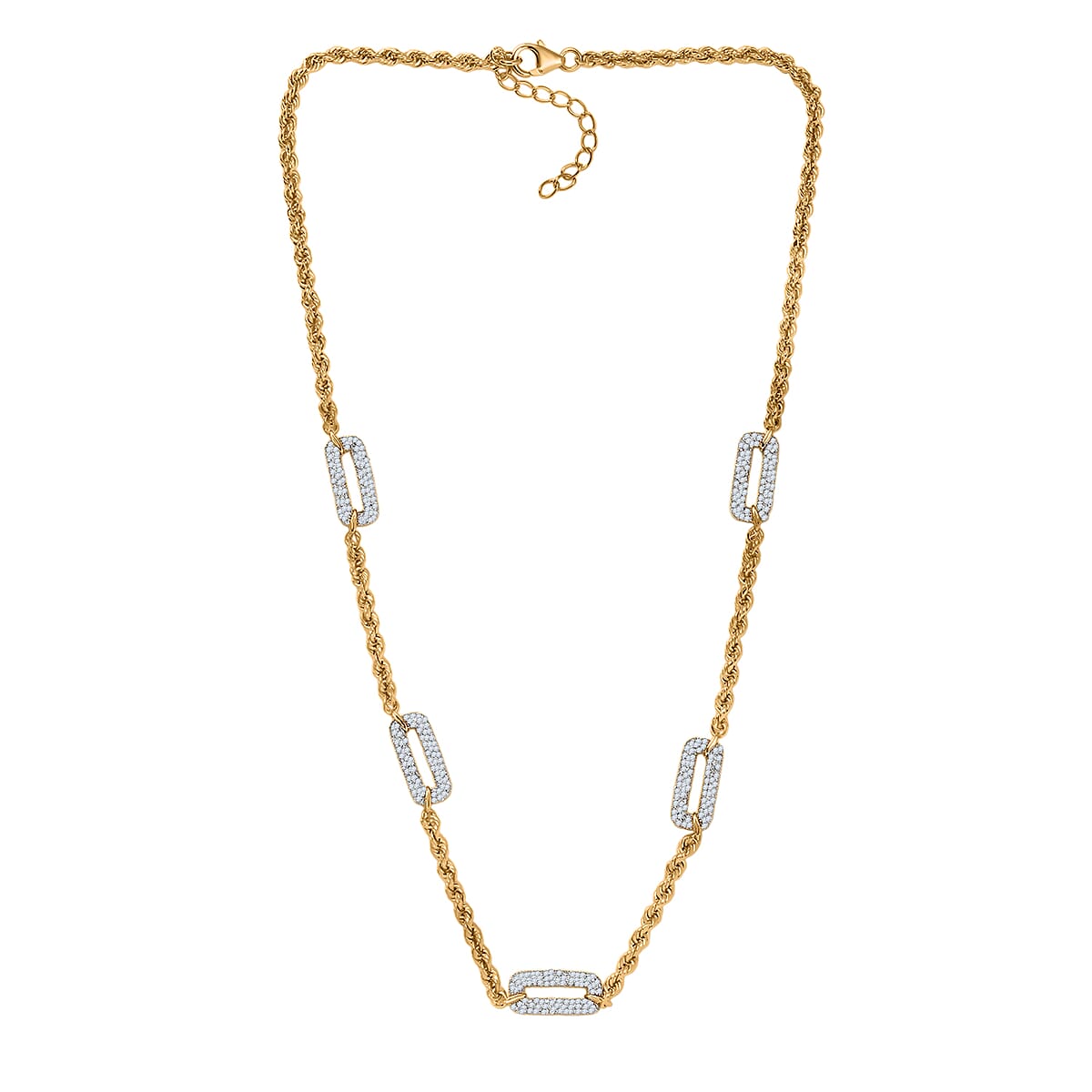 Luxuriant Lab Grown Diamond G-H SI 2.00 ctw Necklace in 18K Vermeil Yellow Gold Over Sterling Silver 18-20 Inches  image number 3
